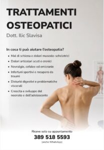 Locandina originale del Dott. Ilic: fisioterapia domiciliare e osteopatia